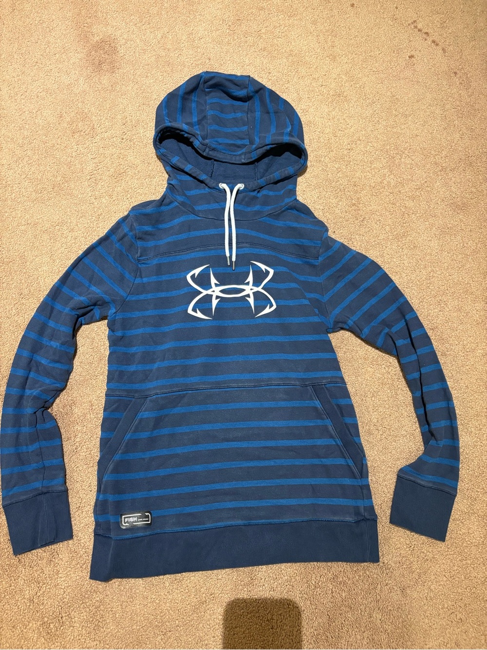 Under armour blue striped hoodie size small
